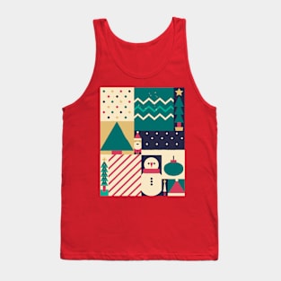 The Shapes of Christmas Collage of Holiday Colors and Characters Tank Top